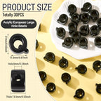 30Pcs Large Hole Letter Beads Black Acrylic European Beads 3D Letters Q Chunky Bead Initial Alphabet Bead for Key Chains Bracelets Necklace DIY Craft Bag Charm Kit Arts Projects - color: Black-Q
