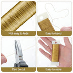 Nogeqi 2 Rolls Craft Wire Bendable, Thin Metal Beading Wire for Jewelry Making Earring Wrapping Sculpting DIY Crafts, Gold (0.3mm, 164 Ft)