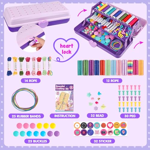 TingingYuli Friendship Bracelet Making Kit for Girls 8-12, DIY String Bracelet Maker with 3-Layer Storage Box, Arts and Crafts for Kids Ages 6-12, Easter Christmas Birthday Gift Set - color: Purple
