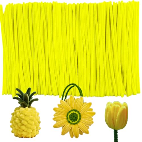Yellow Pipe Cleaners Artificial Forsythia Flower Wreath Spring Summer Fall Wreath Leaves Wreath for Front Door Wreath Porch Farmhouse Patio Garden Home Decor Craft Supplies,Pipe Cleaners Bulk - color: Yellow