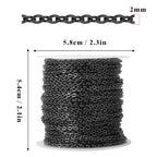 66 Feet Gunmetal Stainless Steel Cable Chains Bulk, 2mm 304 Stainless Steel Black Flat Cable Links Chain Roll Spool for Jewelry Making DIY Craft - color: Black, size: 2.0mm width