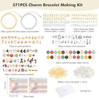 Zplontya Charm Bracelet Making Kit - 571 Pcs Jewelry Supplies with 20Pcs Bracelet Chains, Storage Box & Gift Bags, DIY Bracelet Kit for Jewelry Making, Gold & Silver Charms for Crafting - color: Gold and Sliver