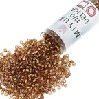 Miyuki Delica Seed Beads – Size 11/0 (1.6 mm), DB2524, Gold Plate Champagne-Lined, 7.2 g, Approx. 1440 Beads, Made in Japan - color: DB2524 - Gold Plate Champagne-Lined