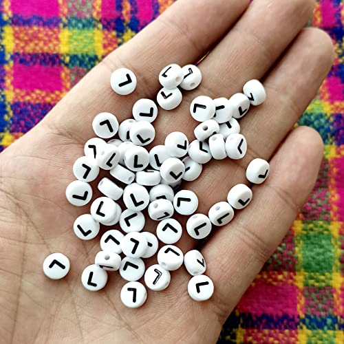 Amaney Letter Beads L 100pcs 7x4mm White Round Acrylic Black Alphabet for Bracelet Jewelry Making - color: L