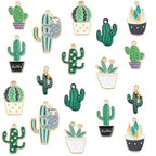 Bulk Gold Enamel Charms for Jewelry Making, Colorful Metal Charms Pendant for Bracelet Necklace and Crafting - color: Cactus Green