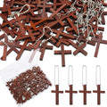 80 Pcs Mini Wooden Cross Fidgets Bulk, Small Christian Gifts for Women Kids Wood Pocket Crosses Charms for Religious Easter Eggs Fillers Church Praying Bible Stuff Anxiety Relief Crafts Keychains