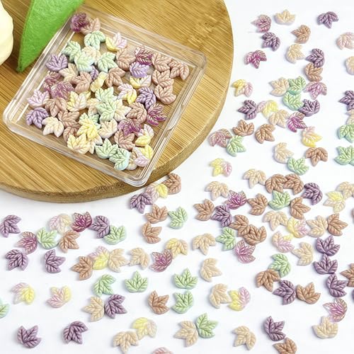 100 Pcs Luminous Fall Nail Art Charms Mixed Color Resin Maple Leaves Nail Charms 3D with Night Light Fall Leaves Designs Nail Accessories Autumn Charms for Acrylic Nails DIY Thanksgiving Nail Supplies - color: Luminous Fall Leaves
