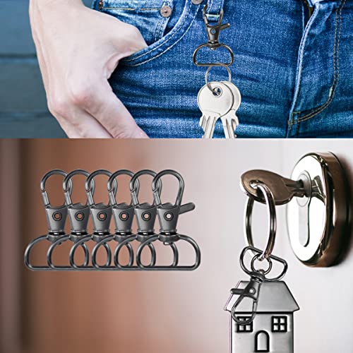 Swivel Snap Hook 35 PCS Black Lanyard Clips Metal Lobster Claw Clasps Keychain Hook with 3/4 INCH D Ring for Macrame Keychain Swivel Clips for Making Key Fobs - color: Black
