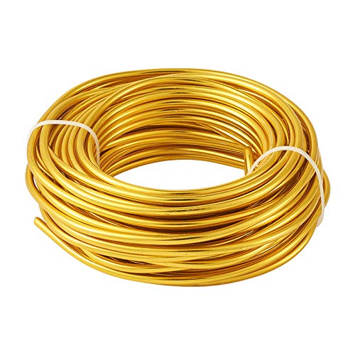 Fashewelry 32.8 Feet 5mm Gold Aluminum Wire Bendable Metal Craft Wire for Beading Sculpting Jewelry Making - color: Round-Gold, size: 5mm