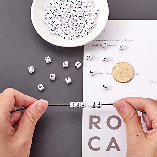 FASHEWELRY 300Pcs Cube White Acrylic Letter Beads 6x6mm Letter J Alphabet Beads for DIY Bracelet Necklace Jewelry Making - color: Letter J, size: 6x6x6mm