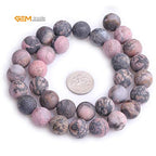 GEM-Inside 12mm Natural Stone Black Rhodonite Frosted Matte Unpolished Round Beads for Jewelry Making Strand 15 inch - color: Black Rhodonite, size: 12mm