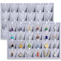 2 Pcs 24 Grid Stackable Jewelry Organizer Tray with Removable Dividers Ice Velvet Jewelry Display Showcase Tray for Necklace Earring Ring Bracelet Holder(Grey Velvet) - color: Grey Velvet