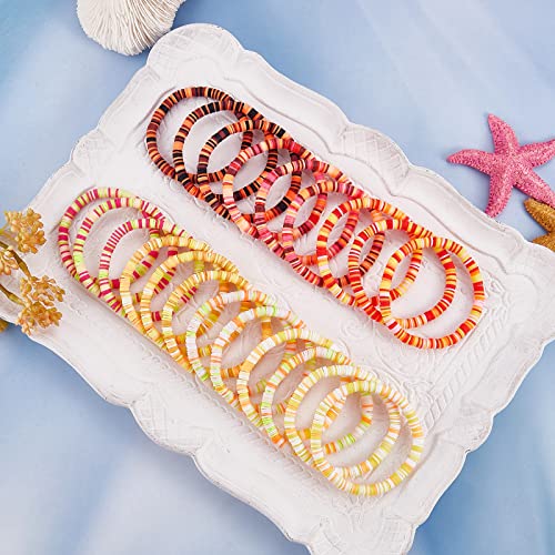 Ornaland Heishi Surfer Bracelets Set Polymer Clay Heishi Beads Stretch Bracelets Multi-Layer Stackable Friendship Bracelets Bohemia Summer Beach Jewelry for Women - color: Yellow