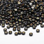 1000pcs Acrylic Number Beads 0-9 Round 4x7mm Mixed for Jewelry Making and DIY Bracelets, Necklaces, Key Chains (Black Gold) - color: Black Gold
