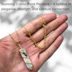 Amazing Gemstone Moonstone Necklace for Women - Premium Rainbow Moonstone Crystals Necklace for Women - Jewelry to bring Balance, Harmony, Creativity, Endurance and Inner Confidence. - color: Rainbow Moonstone - Gold