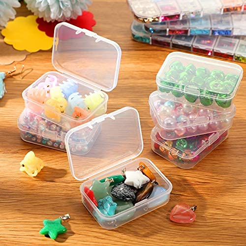 Jetec 6 Pieces Mini Plastic Clear Beads Storage Containers Box for Collecting Small Items, Beads, Jewelry, Business Cards, Game Pieces, Crafts (2.5 x 1.7 x 0.8 Inch) - size: 2.52 x 1.73 x 0.79 Inch