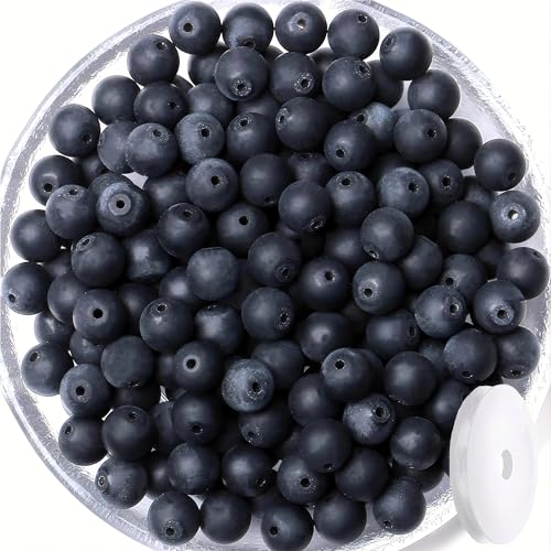 QINJIEJIE 100PCS Matte Black Obsidian Beads 8mm Natural Stone Beads Round Loose Gemstone Bead for Bracelet Beading Crystal Jewelry Making DIY Necklace Earrings 0.32" - color: Matte Black Obsidian, size: 100PCS