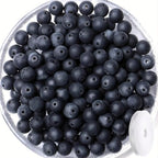QINJIEJIE 100PCS Matte Black Obsidian Beads 8mm Natural Stone Beads Round Loose Gemstone Bead for Bracelet Beading Crystal Jewelry Making DIY Necklace Earrings 0.32" - color: Matte Black Obsidian, size: 100PCS