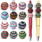 30PCS 20MM Bubblegum Beads for Pens, Stripe Rhinestones Disco Ball Chunky Large Acrylic Round Beads for Bag Focal Beadable Pen Keychain Making Jewelry Bracelet Making DIY Crafts - color: Stripe Rhinestones