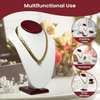 Novel Box Cherrywood/White Stand Jewelry Necklace Display 6.5x4x10 Inches - Freestanding Travel Necklace Holder Stand - Necklace Mannequin Organizer Stands - Necklace Displays Medium - color: Rosewood/White, size: Medium
