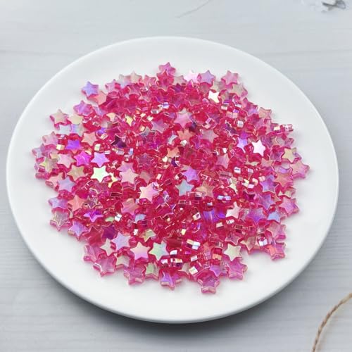 450 PCS Acrylic Star Shape Beads AB Colors Loose Pony Spacer Beads with Hole for Jewelry Making Necklace Earring Key Chains DIY Projects(Rose AB) - color: Rose AB