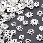 BronaGrand 100 Gram(About 180-350pcs) Bead Caps Metal Spacers Jewelry Findings Accessories for Bracelet Necklace Jewelry Making,Silver - color: Silver