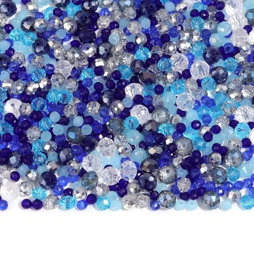 900PCS 4/6/8 mm Assorted Faceted Crystal Glass Beads Set with Fixed Quantity for Each Color for Bracelets Necklaces Earrings Cell Phone Chains Women Jewelry Making,Blue - color: Blue