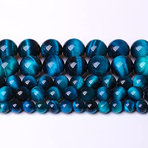 4mm 90pcs Blue Tiger Eye Gemstone Loose Beads Natural Round Stone Beads for Jewelry Making 1 Strand 15" (Blue Tiger Eye, 4mm) - color: Blue Tiger eye, size: 4mm