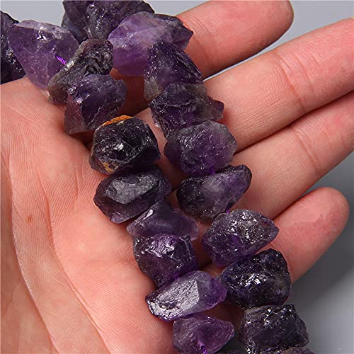 10-13mm Natural Irregular Freeform Raw Amethyst Stone Nugget Beads Reiki Crystal Healing Minerals Quartz Bead DIY Jewelry Making - color: Amethyst