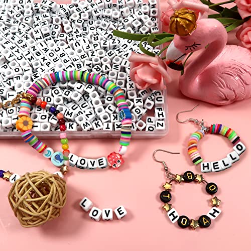 TOAOB 800pcs Letter Beads 6mm Acrylic Cube Alphabet Beads for Bracelets for Jewelry Making Friendship Bracelets Kit