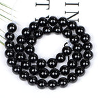 10mm Natural Crystal Beads Stone Gemstone Round Energy Healing Strand Loose Beads for Jewelry Making Bracelets Anklets Big Hole(2.0mm) 38pcs (Black Onyx, 10MM) - color: Black Onyx, size: 10mm