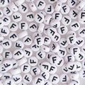 200+ Pieces 4x7mm Single F Letter Beads for Jewelry Making, White Round Acrylic Bulk Alphabet (Black on White) - size: Single Letter F 200+ Pcs