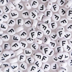 200+ Pieces 4x7mm Single F Letter Beads for Jewelry Making, White Round Acrylic Bulk Alphabet (Black on White) - size: Single Letter F 200+ Pcs