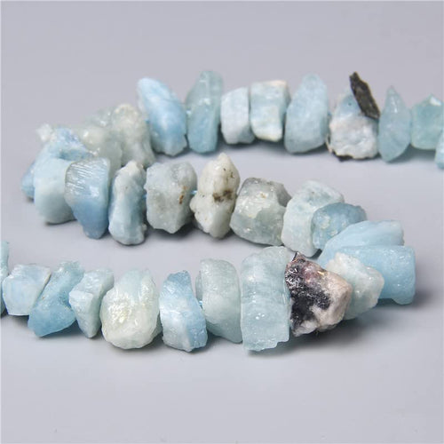 10-13mm Natural Irregular Freeform Raw Aquamarine Stone Nugget Beads Reiki Crystal Healing Minerals Quartz Bead DIY Jewelry Making - color: Aquamarine