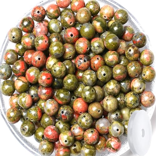 QINJIEJIE 100pcs 8mm Unakite Round Loose Beads, Brown and Pink - color: F-Unakite, size: 100PCS