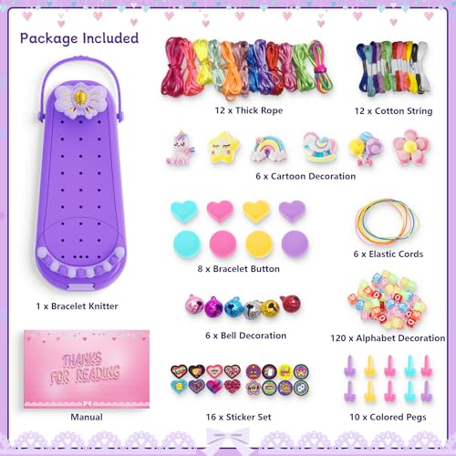 2-in-1 Friendship Bracelet Making Kits: DIY Art and Crafts Jewelry String Braiding Set Toys with Storage Box for Kids - Christmas Birthday Gifts for Girls Age 6 7 8 9 10 11 12 Year Old - Purple - style: Purple