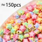 150pcs Ab Color Star Beads Acrylic Bead Stars Shape Beads for Jewelry Making Handmade DIY Bracelet, Charms Keychain Craft Supplies (Star) - color: star