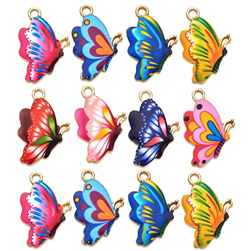 30 Pcs Mixed Color Alloy Enamel Butterfly Charms Pendant for Earrings Bracelets Necklace DIY Making Jewelry Making Accessories