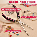 7.3 Inches Thin Extra Long Needle Nose Pliers with Serrated Jaw Long Nose Plier for Jewelry Making, Fishing, Wire Wrapping, Crafts, Electronic Repair, Jewelry Pliers with Curved Handle - style: Needle Nose Plier with Curved Handle