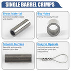 JSHANMEI 100pcs Fishing Single Barrel Crimp Sleeves, Strong Crimps Copper Wire Connectors for Rigging Fishing Leaders, Versatile Crimping Loop Sleeve - size: 100pcs-0.6mm Inner Dia