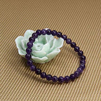 Angelstones Handmade Natural Healing Gemstone 6mm Round Beads Stretch Crystal Bracelet 7 Inch Unisex - color: Amethyst
