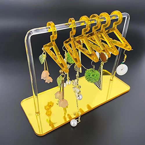 Earring Hanger Rack with 8 Mini Coat Hangers, Acrylic Earring Holder Display Stand, Ear Studs Hanging Earrings Organizer For Women Girls, Yellow - color: Yellow