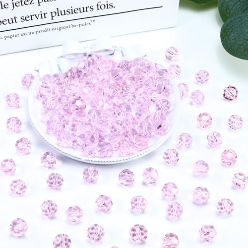 Dowarm 200 Pieces 6MM Round Crystal Glass Beads for Jewelry Making, Crafts, Wine Charms, Wind Chimes, Suncatchers - 5000 Rondelle Crystal Spacer Beads Jewelry Findings (Pink) - color: 03-Pink, size: 6MM