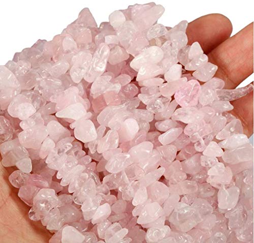 Genuine Rose Quartz Chip Beads 5-8mm Irregular Shaped Tumbled Chips Stone Crystal Loose Bead for Jewelry Making 1 Strand 32" - color: Rose Quartz