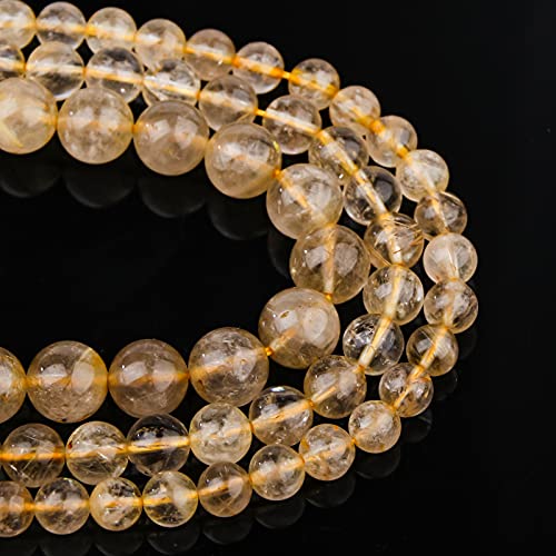 Natural Crystal Beads Golden Rutilated Quartz 8mm Polished Round Smooth Gemstone Beads for Jewelry Making Adults 15 Inch(Golden Rutilated Quartz,8mm) - color: Golden Rutilated Quartz, size: 8mm
