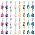 PH PandaHall 32pcs Teardrop Glass Charms, 8 Colors Faceted Waterdrops Charms Crystal Teardrop Pendants Drop Dangle Charm with Large Hole Bail Hanger for Jewelry Necklace Bracelet Making