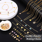 12 Rolls 39.4 Feet Gold Chains for Jewelry Making DIY Necklace Bracelet Chains Bulk Kit 178 Bracelet Charms 350 Jump Rings 80 Lobster Clasps Pliers Accessories Mother Day Graduation DIY Gift for Women