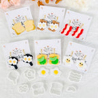 Xaekicr 8Pcs Breakfast Theme Polymer Clay Cutters Set – Toast, Bacon, Egg Shapes | Fun Clay Earring Cutters | Polymer Clay Molds for Jewelry Making | Clay Tools for DIY Crafts - color: S color