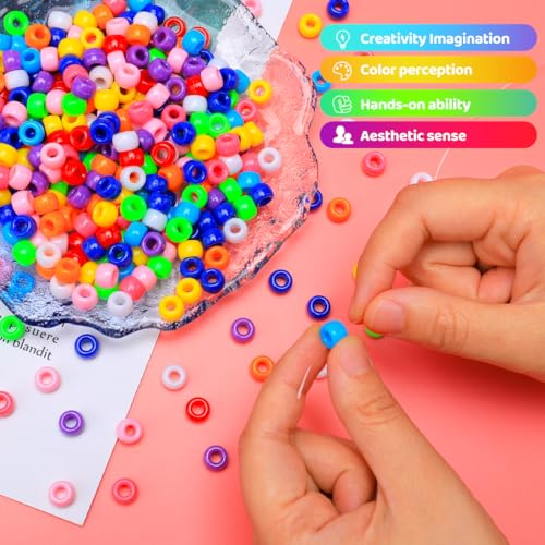 IOOLEEM Green Solid & Glitter Bulk Pony Beads - 4000pc Kit for Friendship Bracelets & Jewelry Making, Easy Storage - color: Green & Glitter