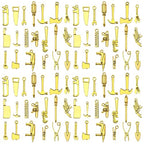 Youdiyla 80pcs Alloy Ancient Golden Father's Day Series New Tool Set Pendant Jewelry Making DIY Keychain Earrings Pendant Various Design Charms for Jewelry Making Bracelets Necklace (SN900) - color: SN900